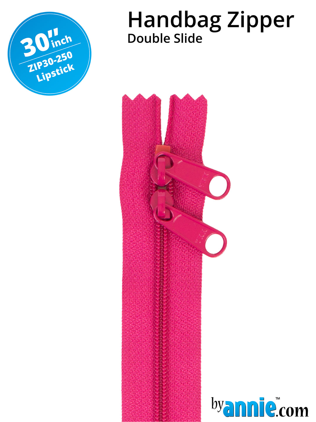 30" Handbag Zipper - Double Slide - Lipstick