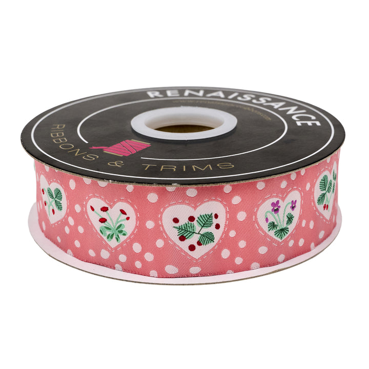 Funny Valentine - Sweet Hearts in Pink - 1-1/2" width - by Lizzy House - One Yard