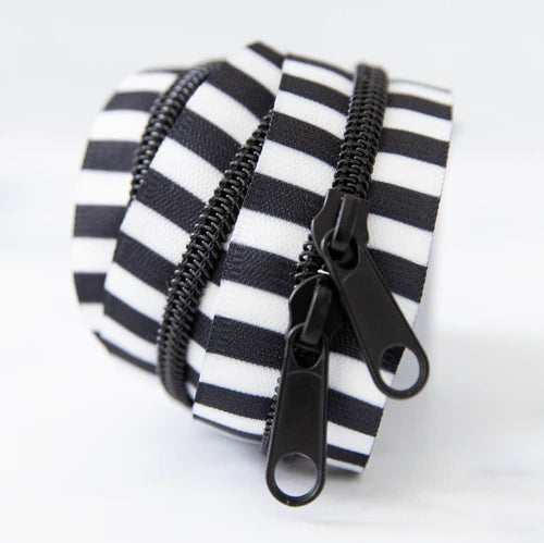 30" Handbag Zipper - Black + Black and White