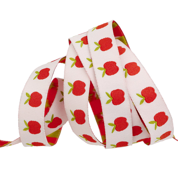 Catnap - Apples in Natural - 5/8" width - by Alexia Abegg - One Yard