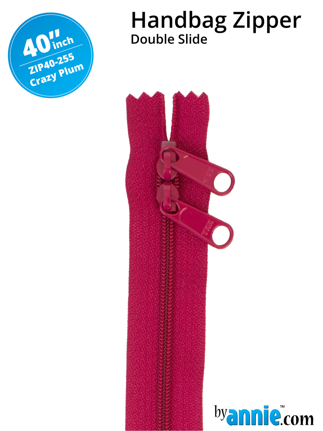 40" Handbag Zipper - Double Slide - Crazy Plum