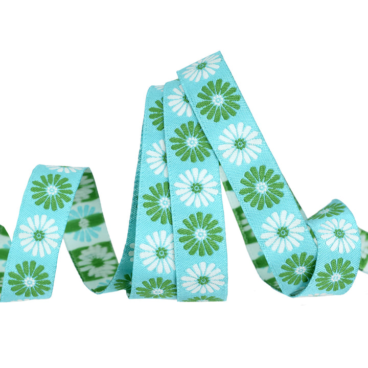 Best Day - Vintage Flower in Turquoise 5/8"  - by Melody Miller - One Yard