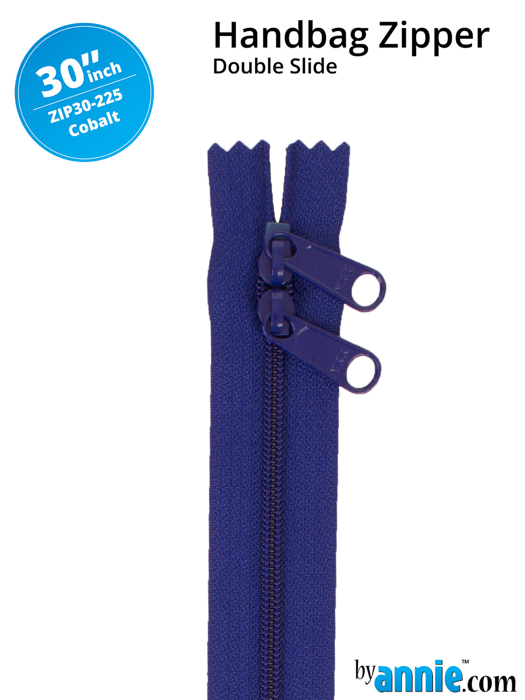 30" Handbag Zipper - Double Slide - Cobalt