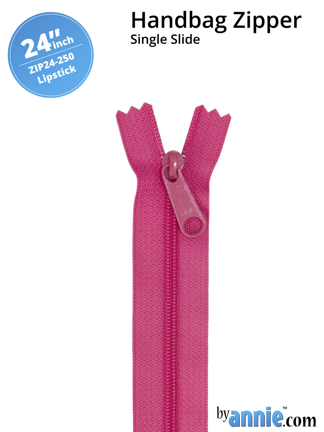 24" Handbag Zipper - Single Slide - Lipstick
