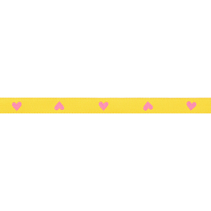Hearts and Sparks - Hearts in Neon Pink/Yellow - 3/8" width - by Melody Miller - One Yard