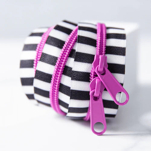 30" Handbag Zipper - Petunia + Black and White