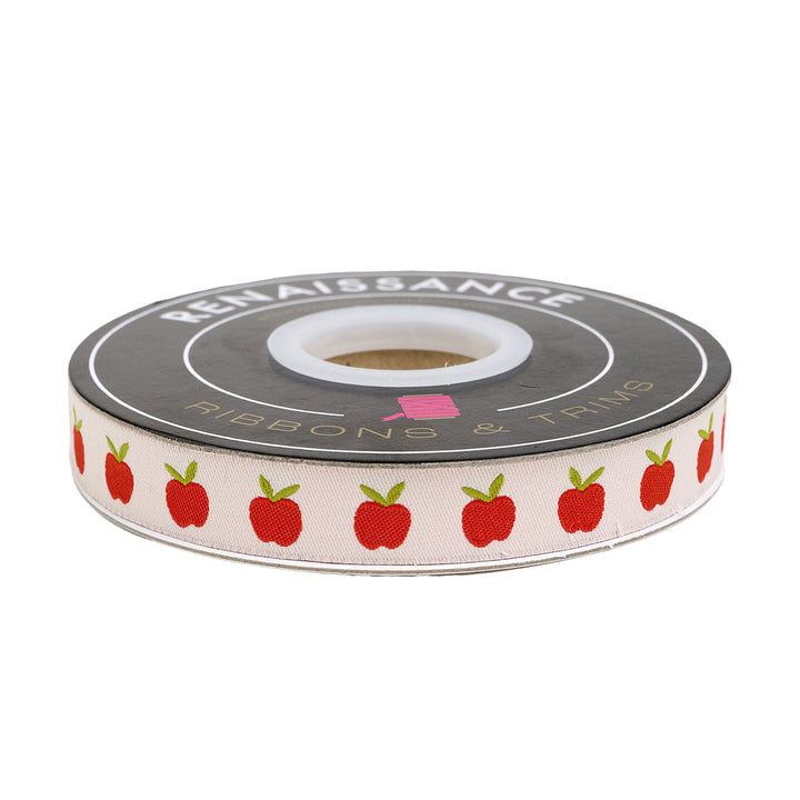 Catnap - Apples in Natural - 5/8" width - by Alexia Abegg - One Yard