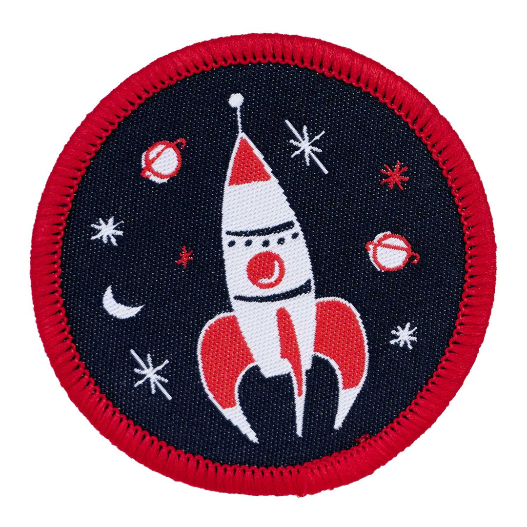 3, 2, 1... Blastoff - Rocket in Space Badge - 53x53mm - Iron-on Applique Patch