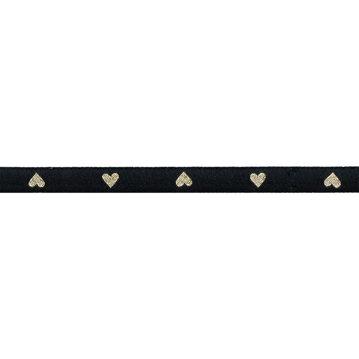 Hearts and Sparks - Hearts in Black/Gold - 3/8" width - by Melody Miller - One Yard