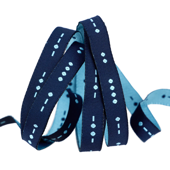 PREORDER - High Flight - Morse Code in Flag Blue - 3/8" width - by Sarah Thomas - One Yard