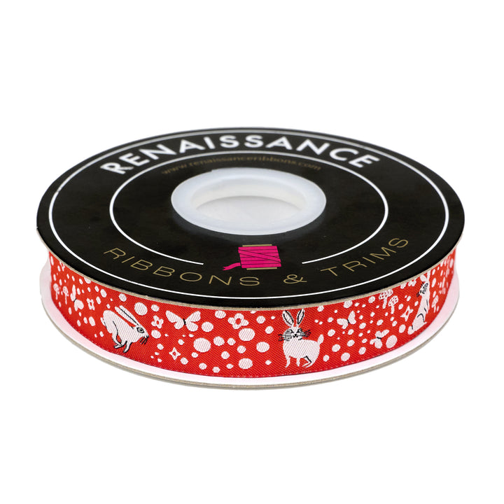Love Letter - Bunny Dot in Red 7/8" - by Lizzy House - One Yard