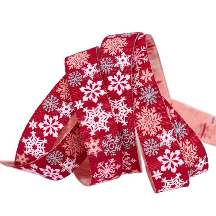 Mistletoe and Holly - Sweet Snowflakes - 5/8" width - by Beverly McCullough - One Yard