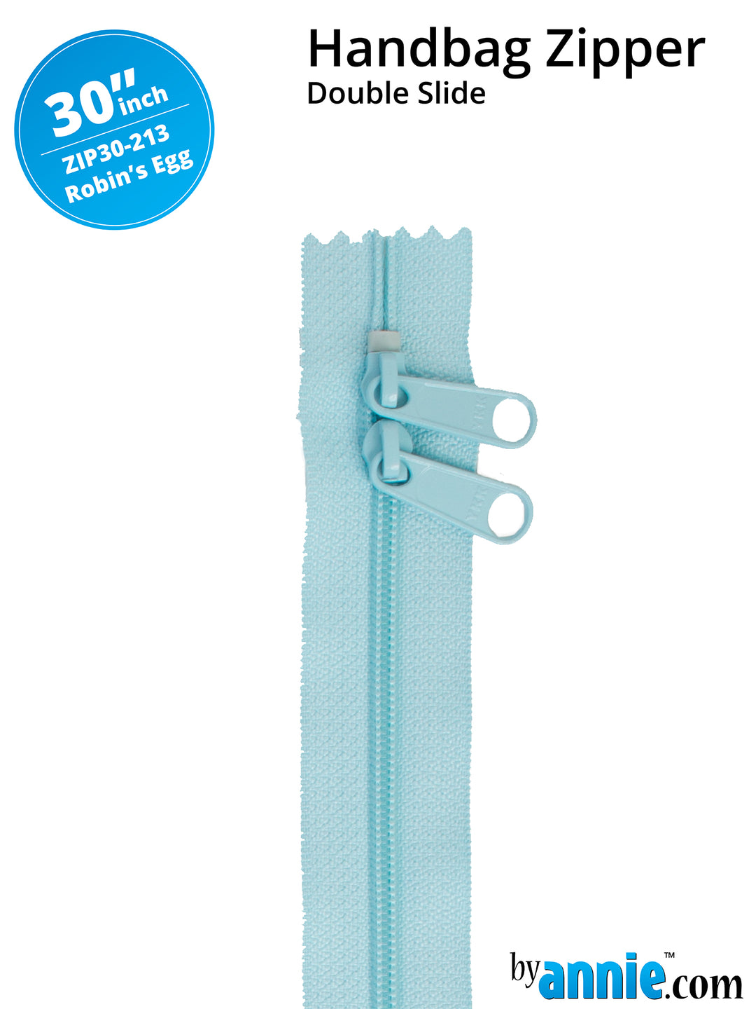 30" Handbag Zipper - Double Slide - Robin's Egg