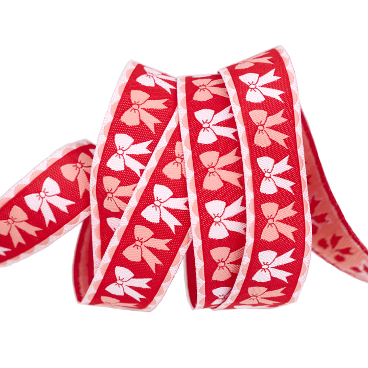 Mistletoe and Holly - Tied Bows - 7/8" width - by Beverly McCullough - One Yard
