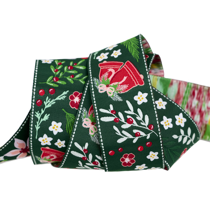 Mistletoe and Holly - Floral Mistletoe - 1-1/2" width - by Beverly McCullough - One Yard