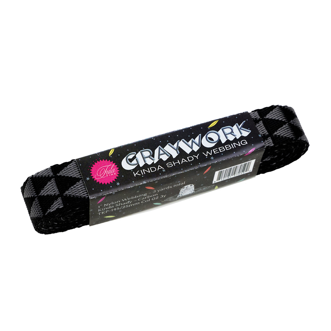 PREORDER - Graywork - Kinda Shady in Carbon WEBBING - 1" width - by Tula Pink - 3 Yard Pack