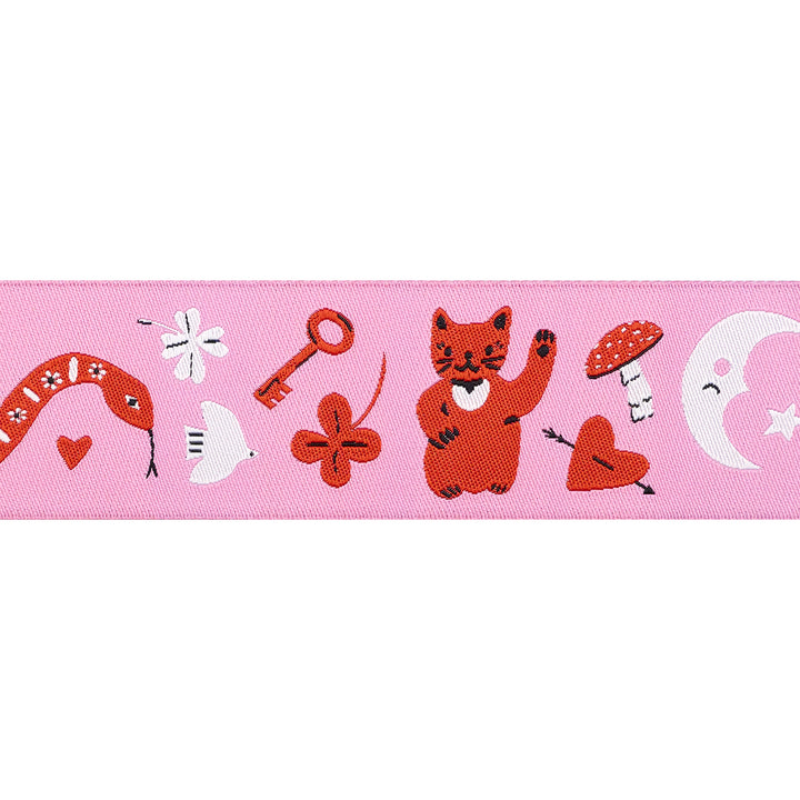Ooh Lucky Lucky - Lucky in Pink - 1-1/2" width - by Alexia Abegg - One Yard