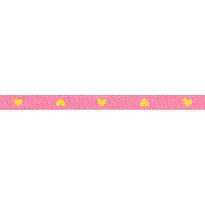 Hearts and Sparks - Hearts in Neon Pink/Yellow - 3/8" width - by Melody Miller - One Yard