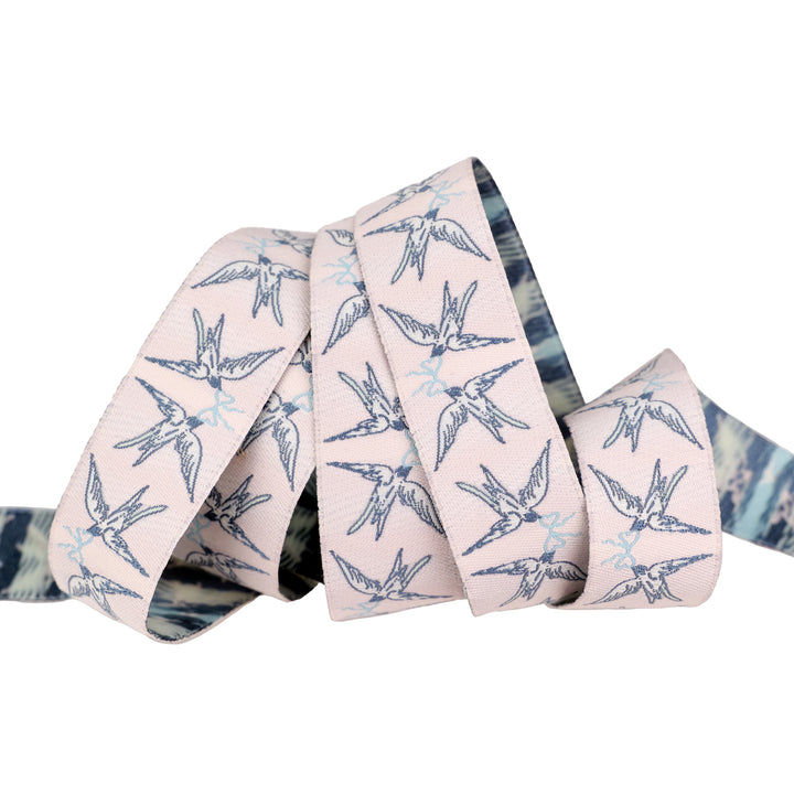 Mademoiselle - Doves and Bows - 7/8" width - by Patty Basemi - One Yard
