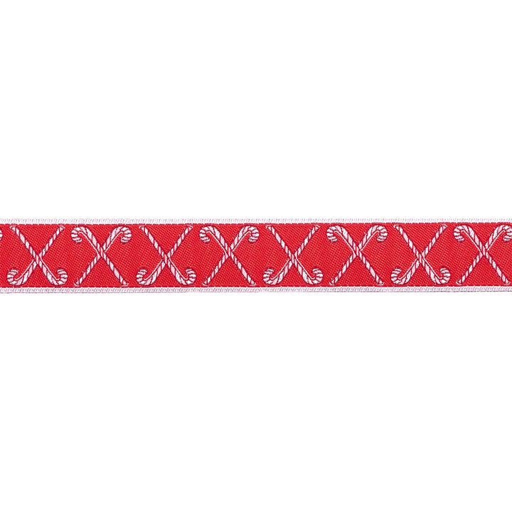 Mistletoe and Holly - Criss Cross Candy Canes - 3/4" width - by Beverly McCullough - One Yard
