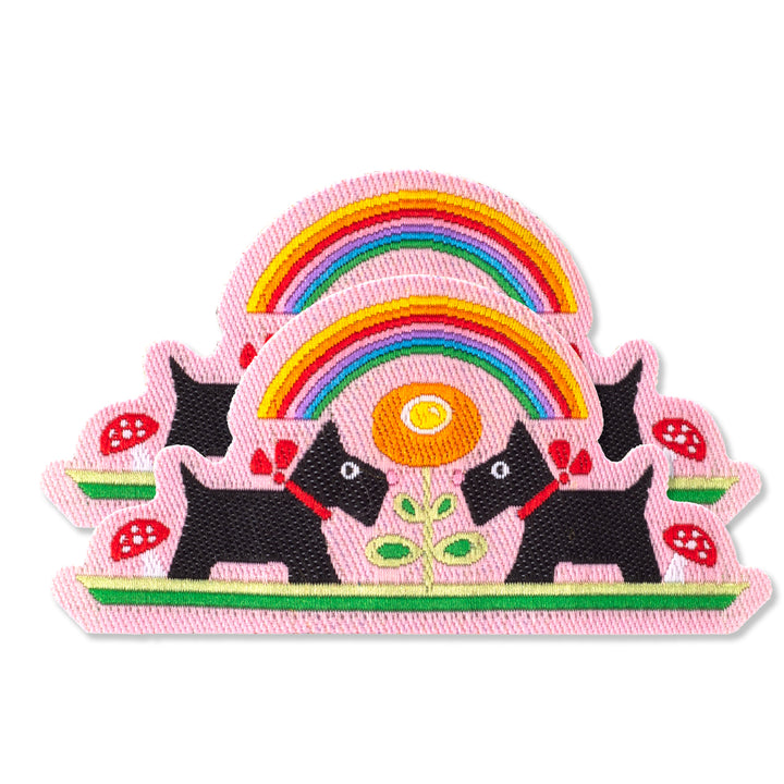 Set of 6 Patches Scotties Rainbow and Cherries Full Heart-ME