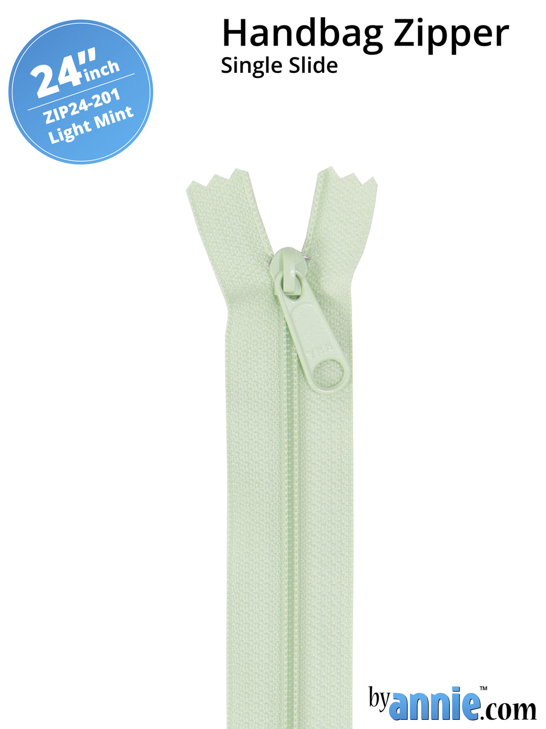 24" Handbag Zipper - Single Slide - Light Mint