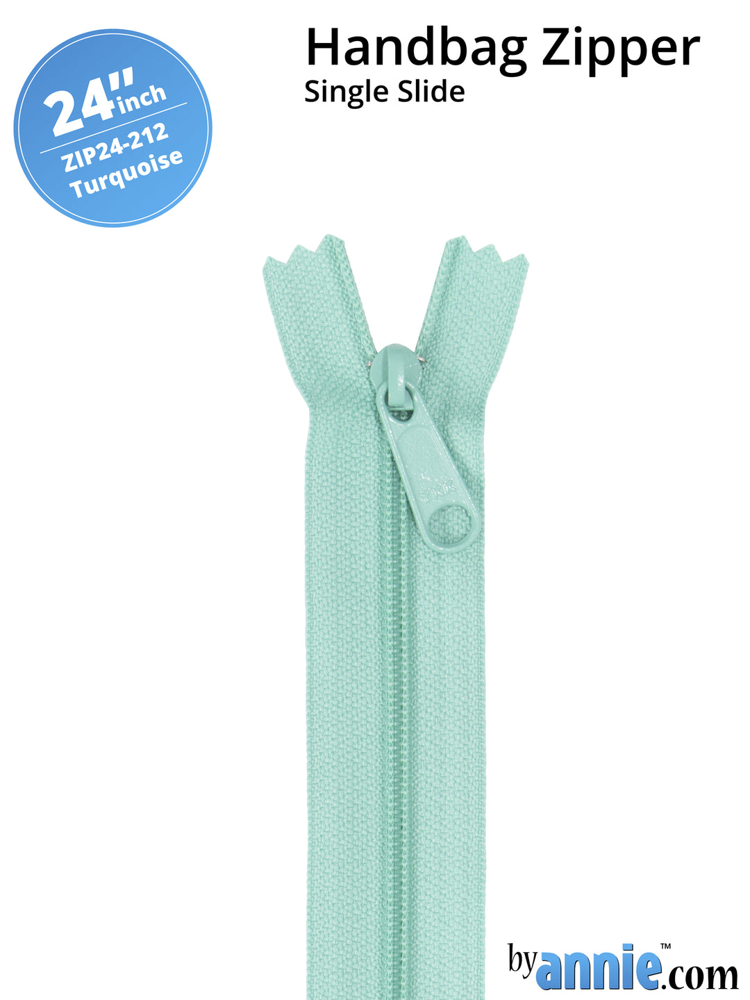 24" Handbag Zipper - Single Slide - Turquoise