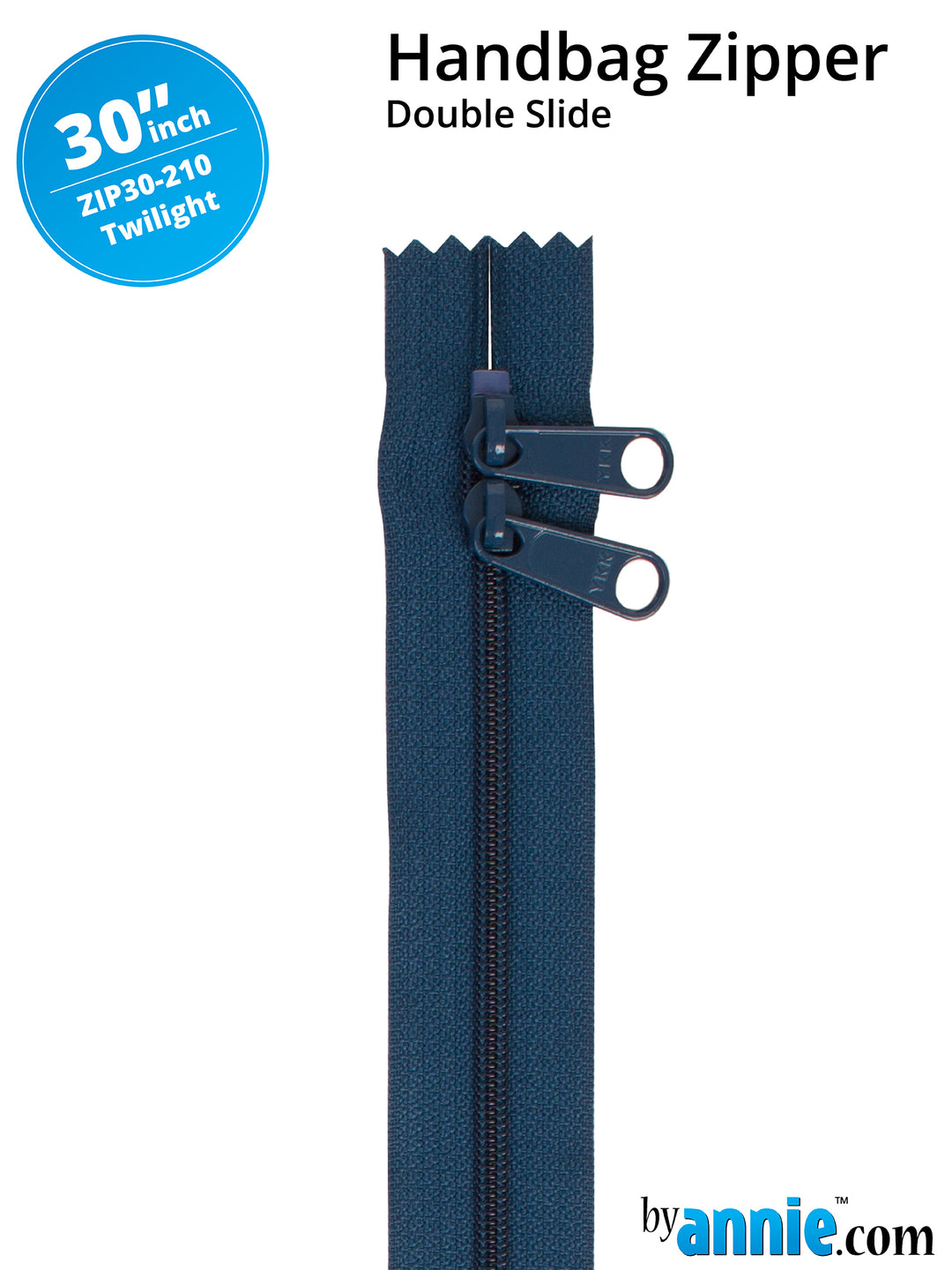 30" Handbag Zipper - Double Slide - Twilight
