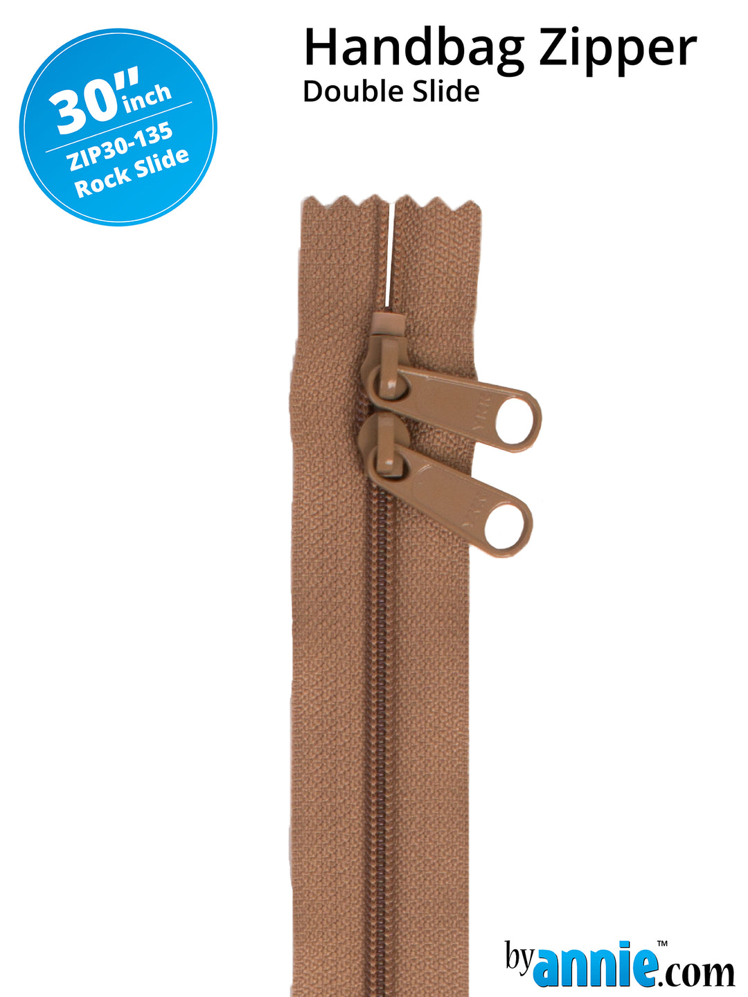 30" Handbag Zipper - Double Slide - Rock Slide