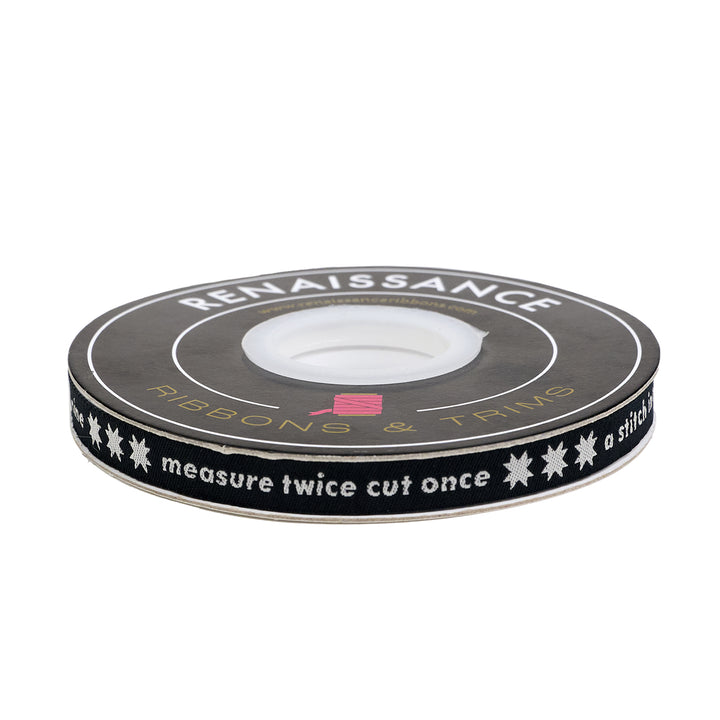 Catnap - Measure Twice in Black - 3/8" width - by Alexia Abegg - One Yard