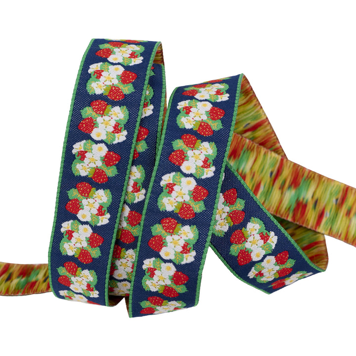 Strawberries and Blossoms - 7/8" width - Farm & Garden by Cathe Holden - One Yard