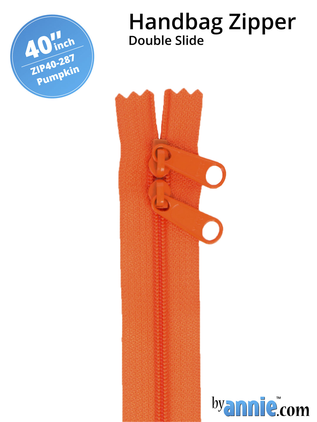 40" Handbag Zipper - Double Slide - Pumpkin