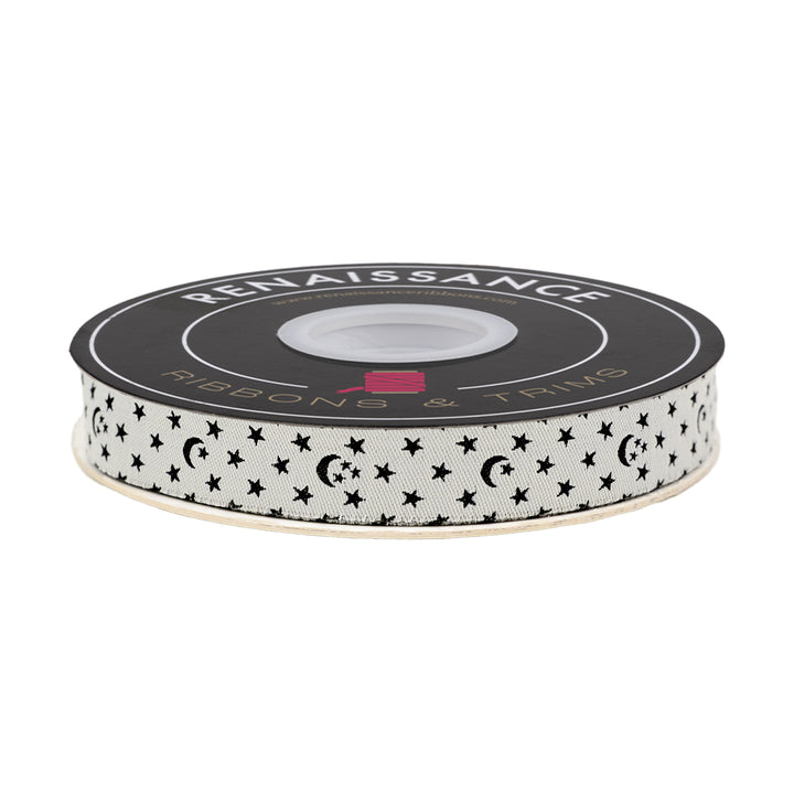 Ooh Lucky Lucky - Moon and Stars in Natural - 5/8" width - by Alexia Abegg - One Yard
