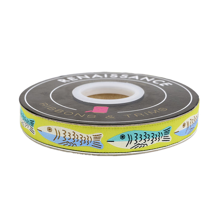 Ooh Lucky Lucky - Sardines in Citron - 5/8" width - by Alexia Abegg - One Yard