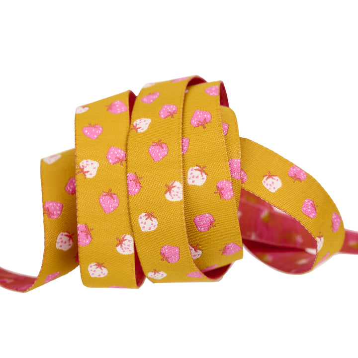 Strawberry - Strawberry Toss in Goldenrod - 5/8" width - by Kimberly Kight - One Yard
