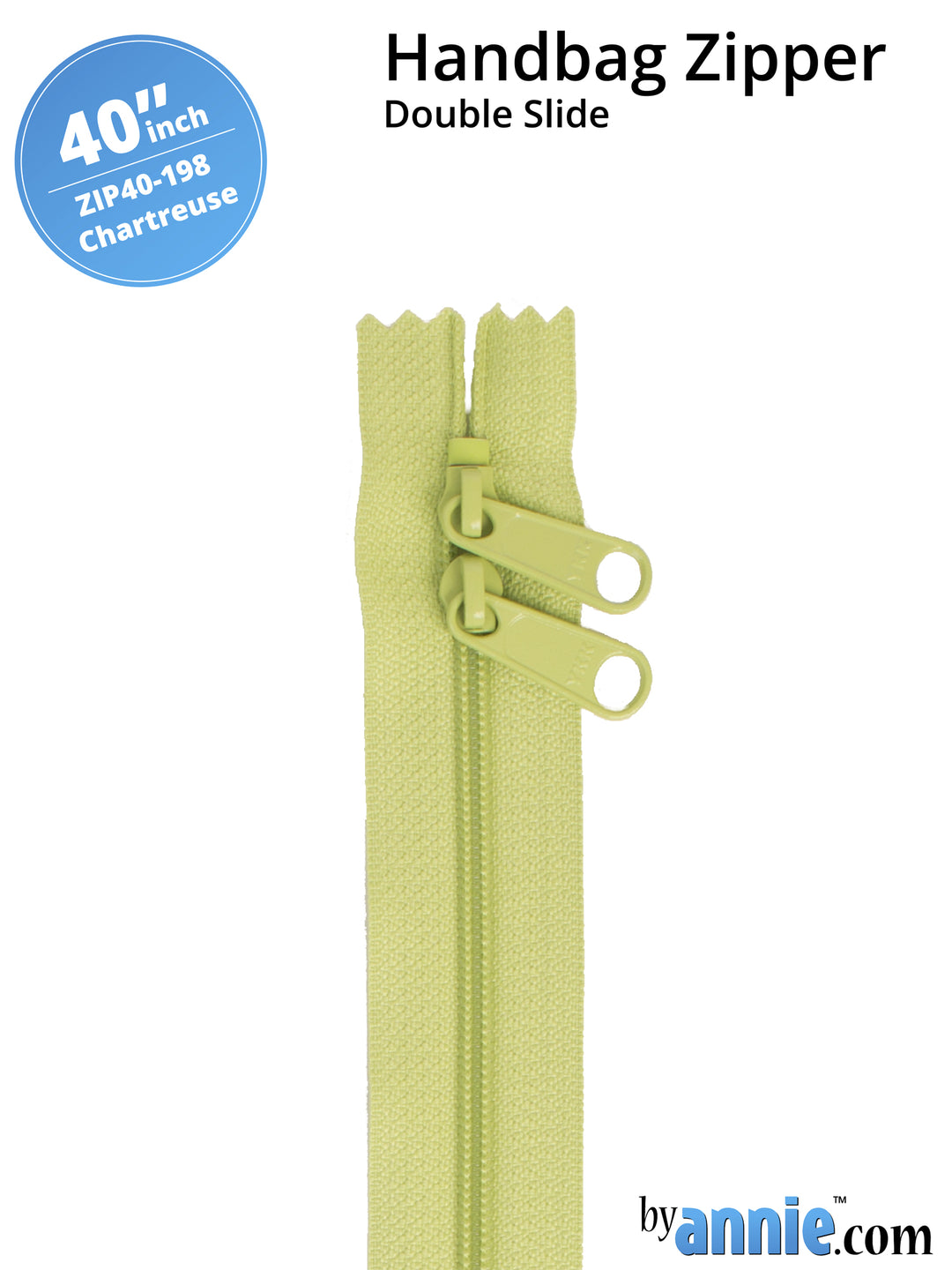 40" Handbag Zipper - Double Slide - Chartreuse