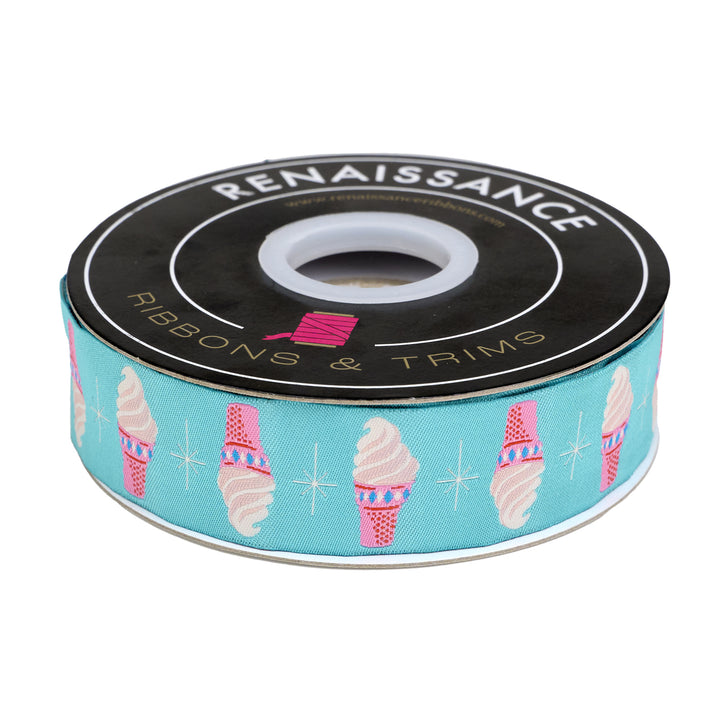Best Day - Ice Cream in Turquoise 1-1/4" - by Melody Miller - One Yard