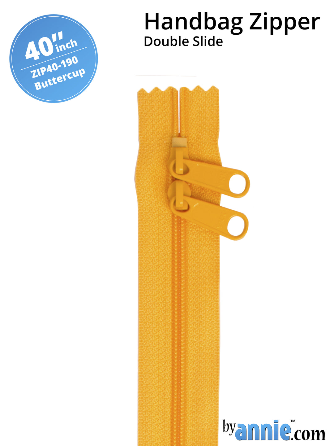 40" Handbag Zipper - Double Slide - Buttercup