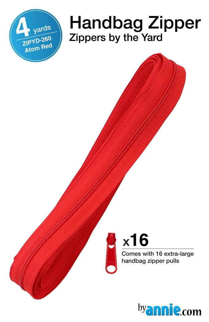 Zippers by the Yard - Atom Red