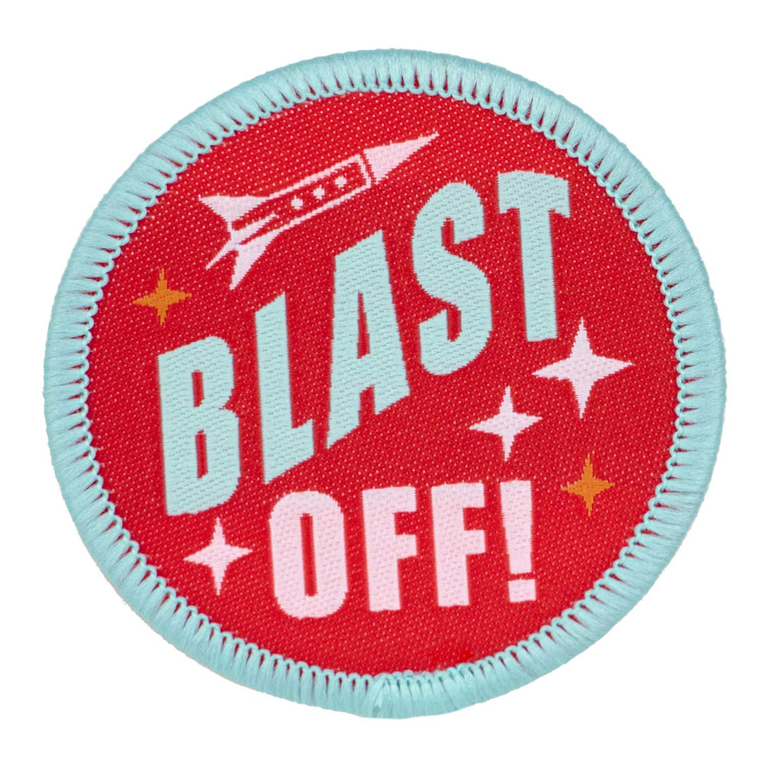 3, 2, 1... Blastoff - Blast Off Badge - 51x51mm - Iron-on Applique Patch