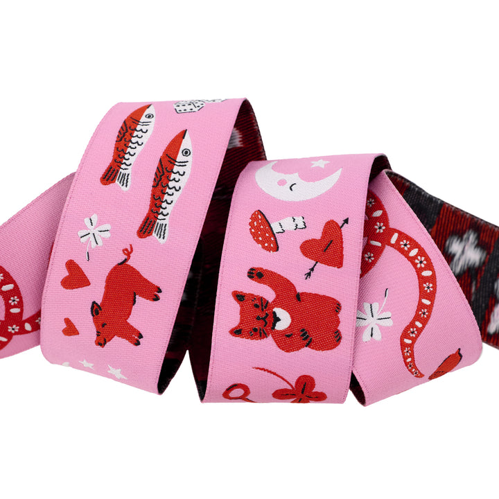 Ooh Lucky Lucky - Lucky in Pink - 1-1/2" width - by Alexia Abegg - One Yard