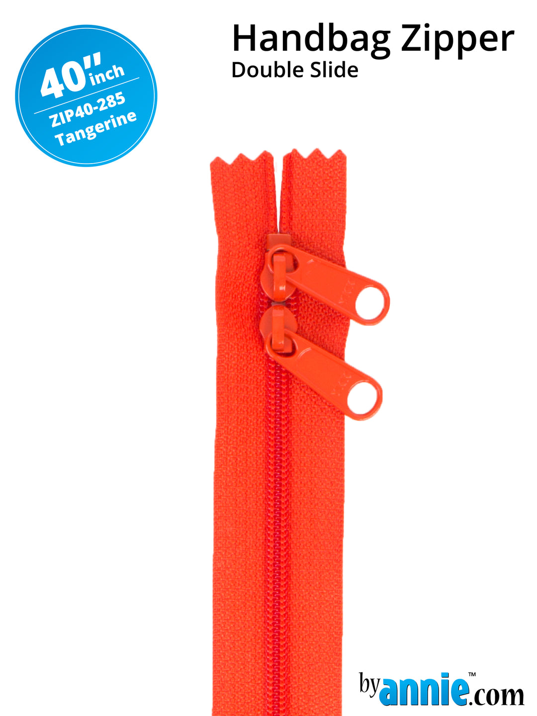 40" Handbag Zipper - Double Slide - Tangerine