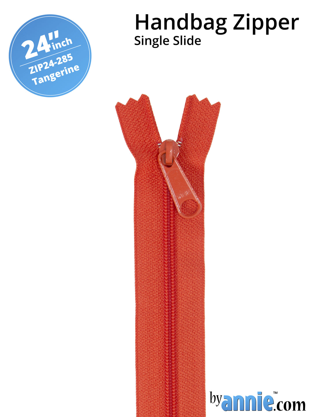 24" Handbag Zipper - Single Slide - Tangerine