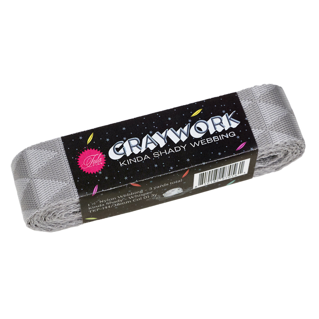 PREORDER - Graywork - Kinda Shady in Whisper WEBBING - 1-1/2" width - by Tula Pink - 3 Yard Pack