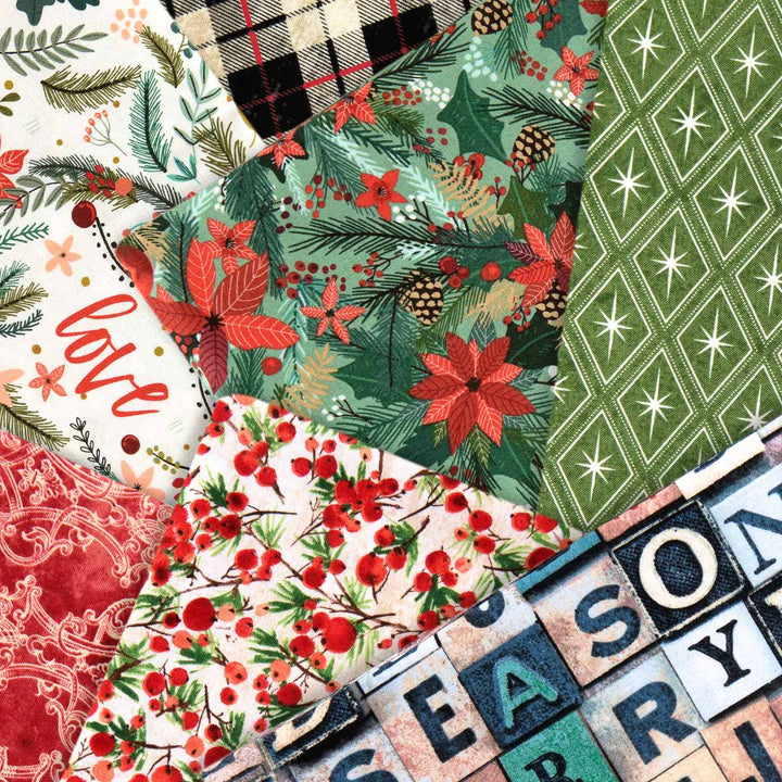 Holiday Fabrics and Ribbons Green Bundle