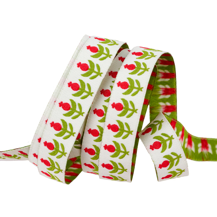 Buon Natale - Pomegranates in Ivory - 5/8" - by Joanna Figueroa - One Yard