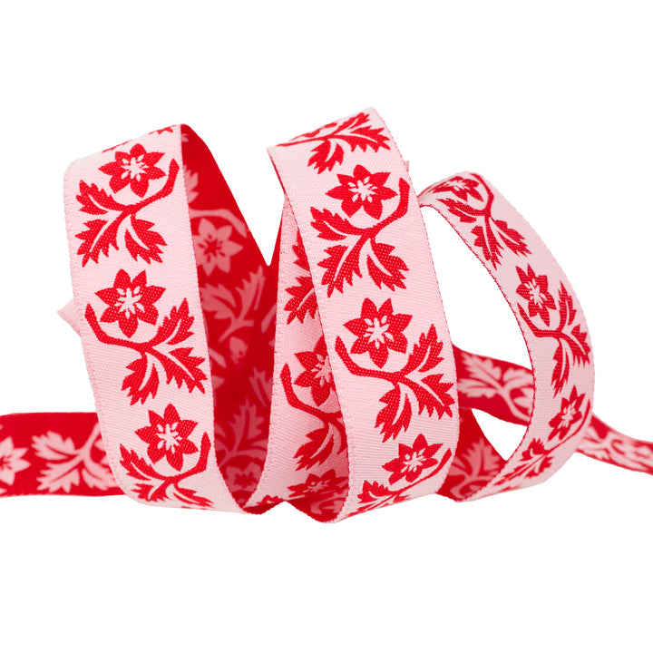 Buon Natale - Holly and Vine in Pomegranate - 7/8" - by Joanna Figueroa - One Yard