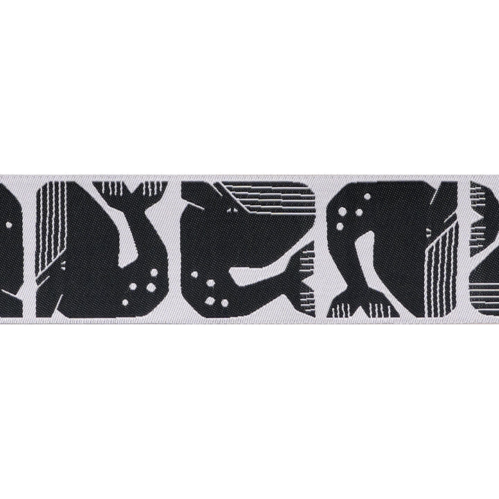 By the Seaside - Grumpy Whale in Black - 1-1/2" width - By Loes Van Oosten - One Yard