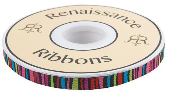 Dark Fanciful Stripes - 3/8" width - by Odile Bailloeul - One Yard