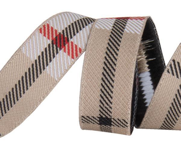 Tan Woven Plaid  - 5/8" -by the yard